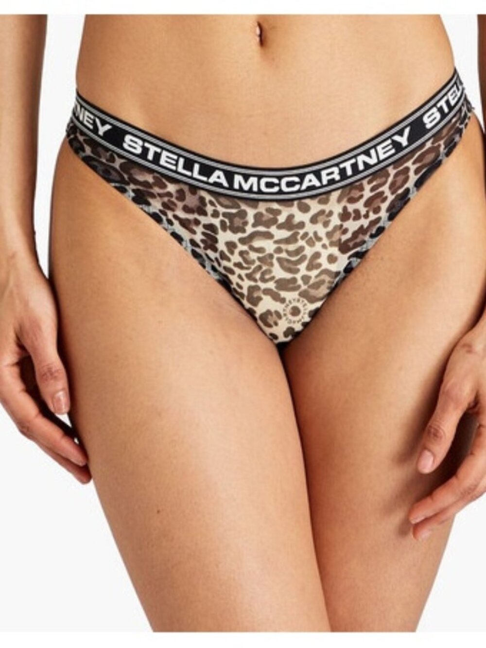 Stella McCartney Sheer Leopard Mesh Briefs NWT Size S Logo Band Designer S6L6111